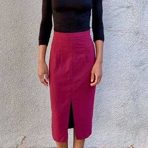 ASOS Burgundy Midi Pencil Skirt